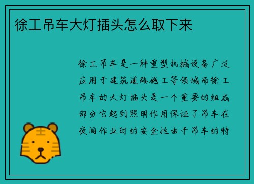徐工吊车大灯插头怎么取下来