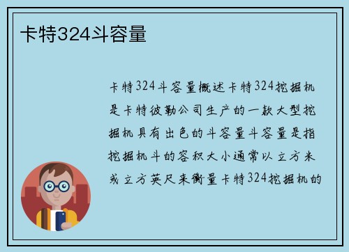 卡特324斗容量